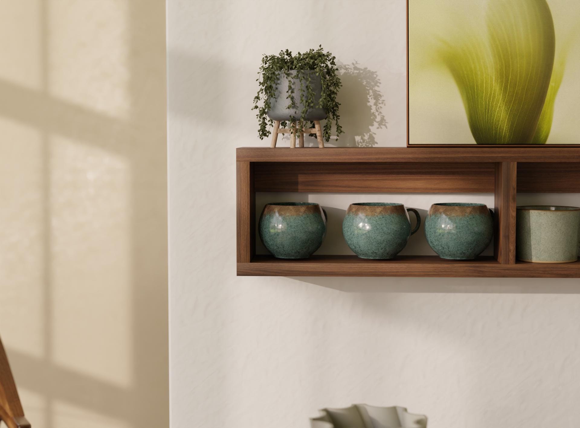 Handmade Black Walnut Wall Shelf for Mugs, Cups & Kitchen Storage