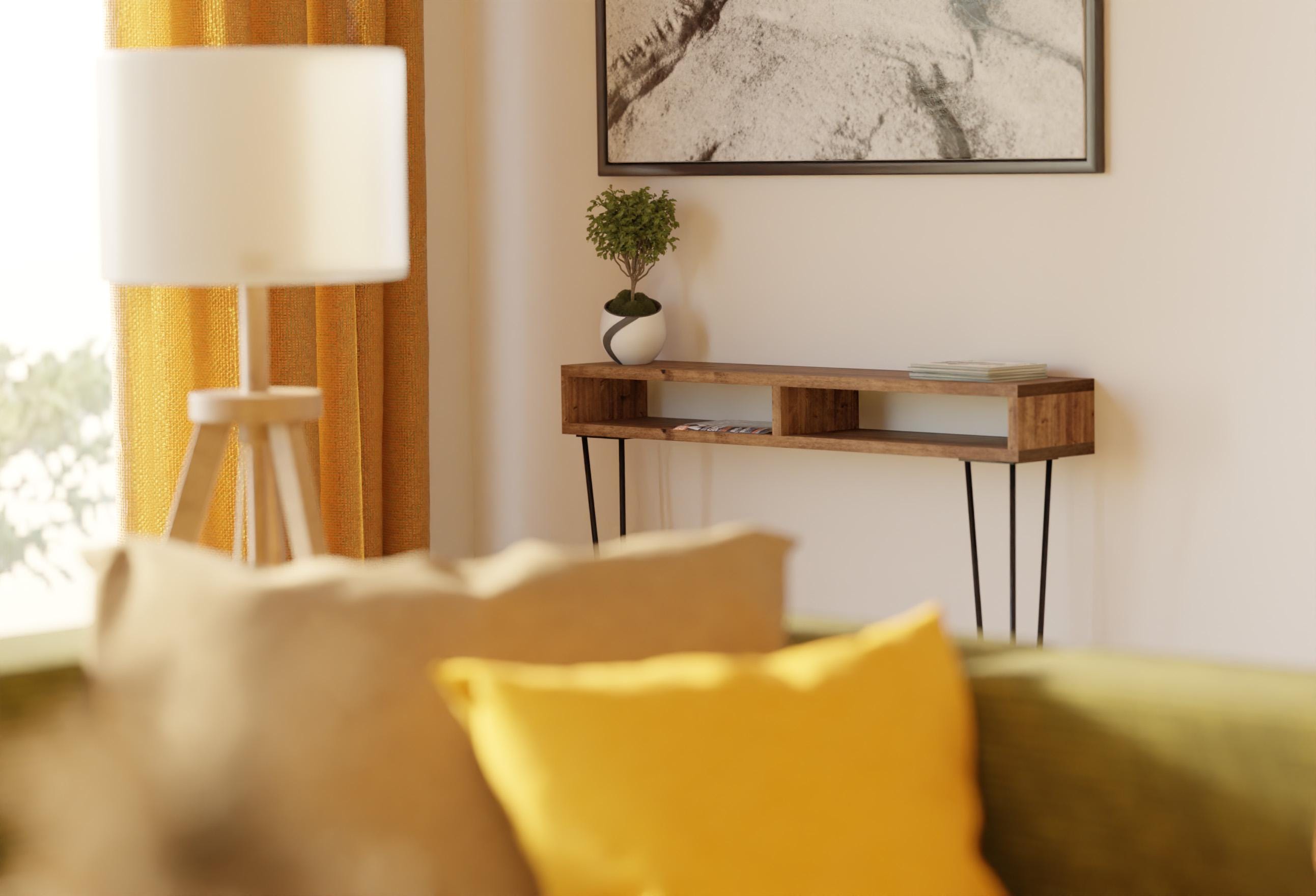 Scandinavian Redwood Hallway Console Table