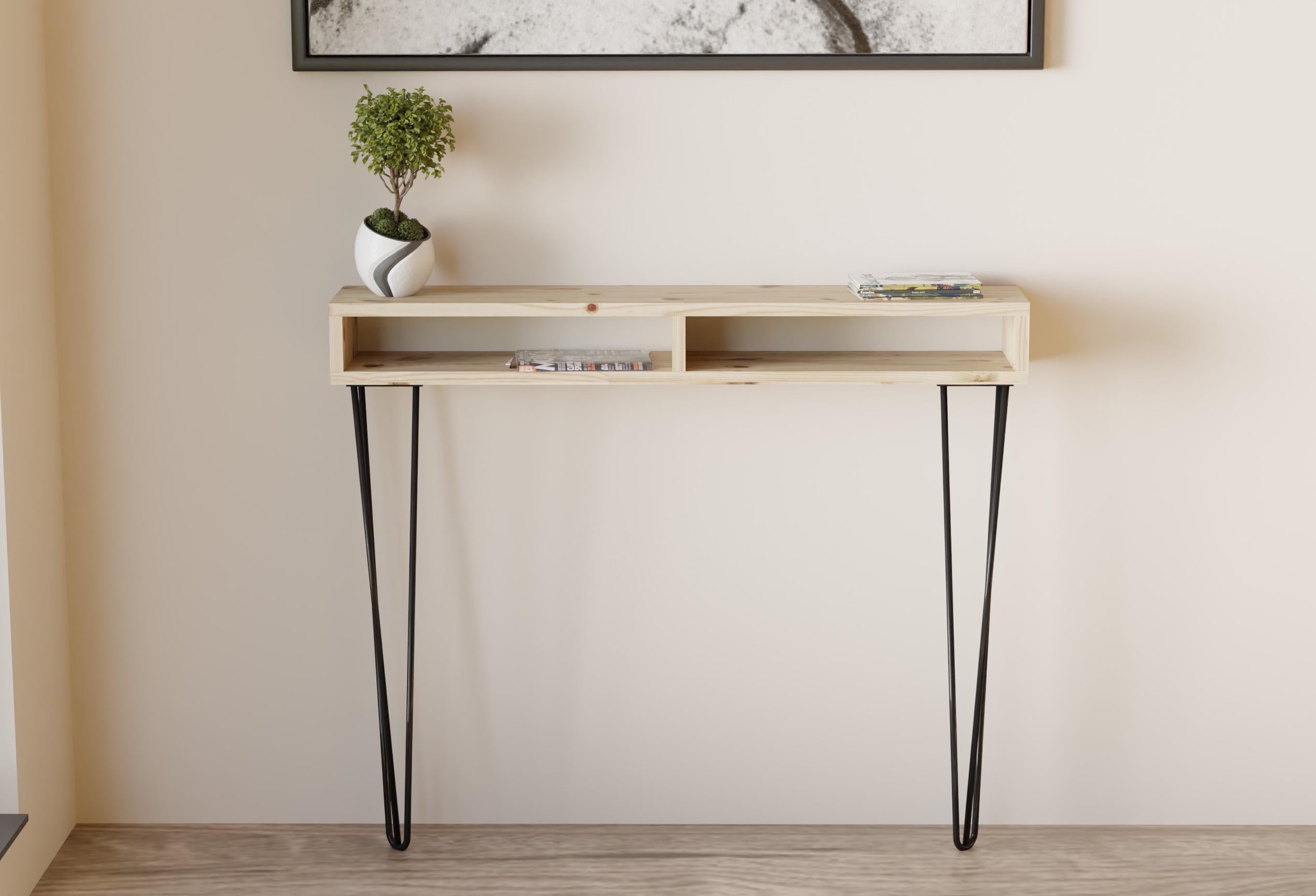 Scandinavian Redwood Hallway Console Table