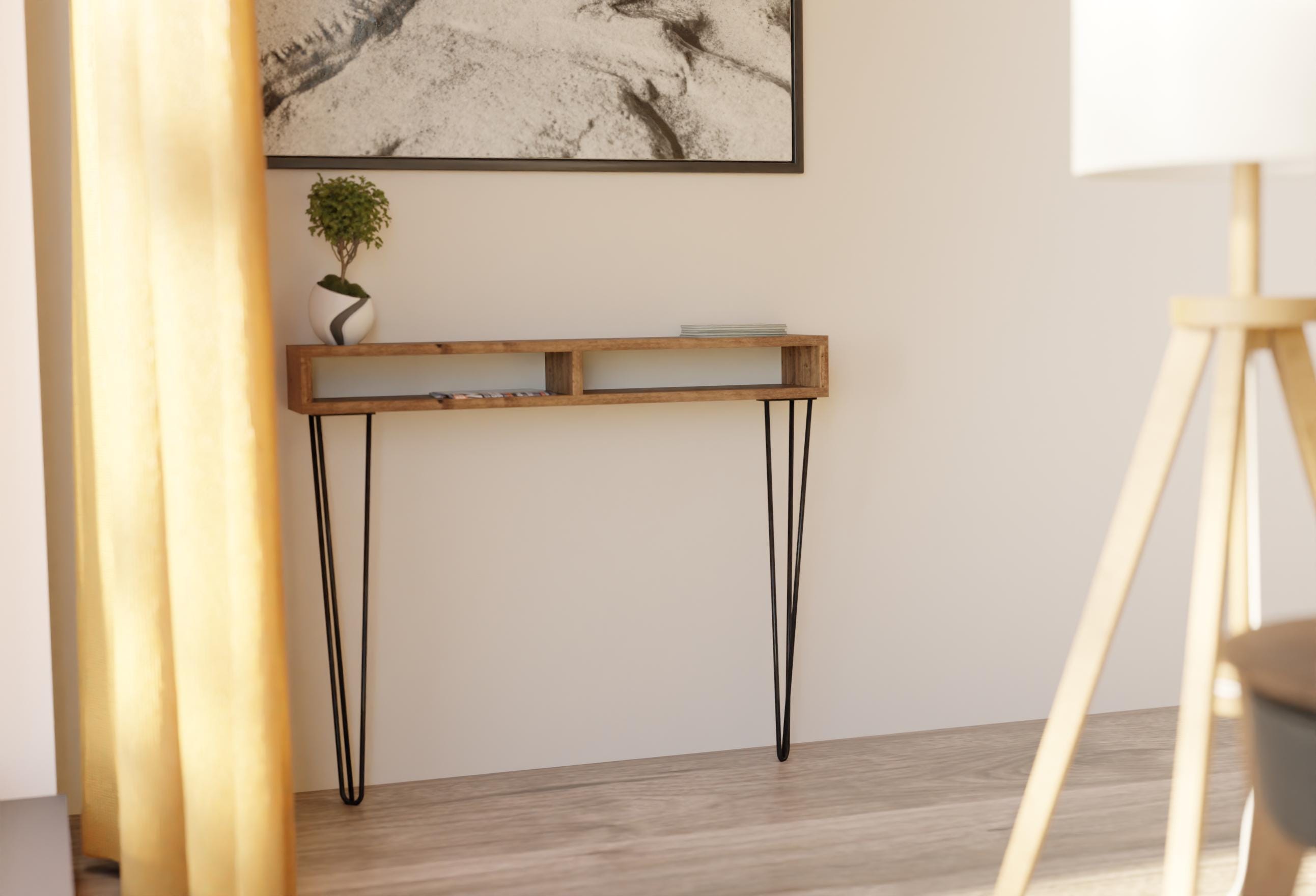 Scandinavian Redwood Hallway Console Table