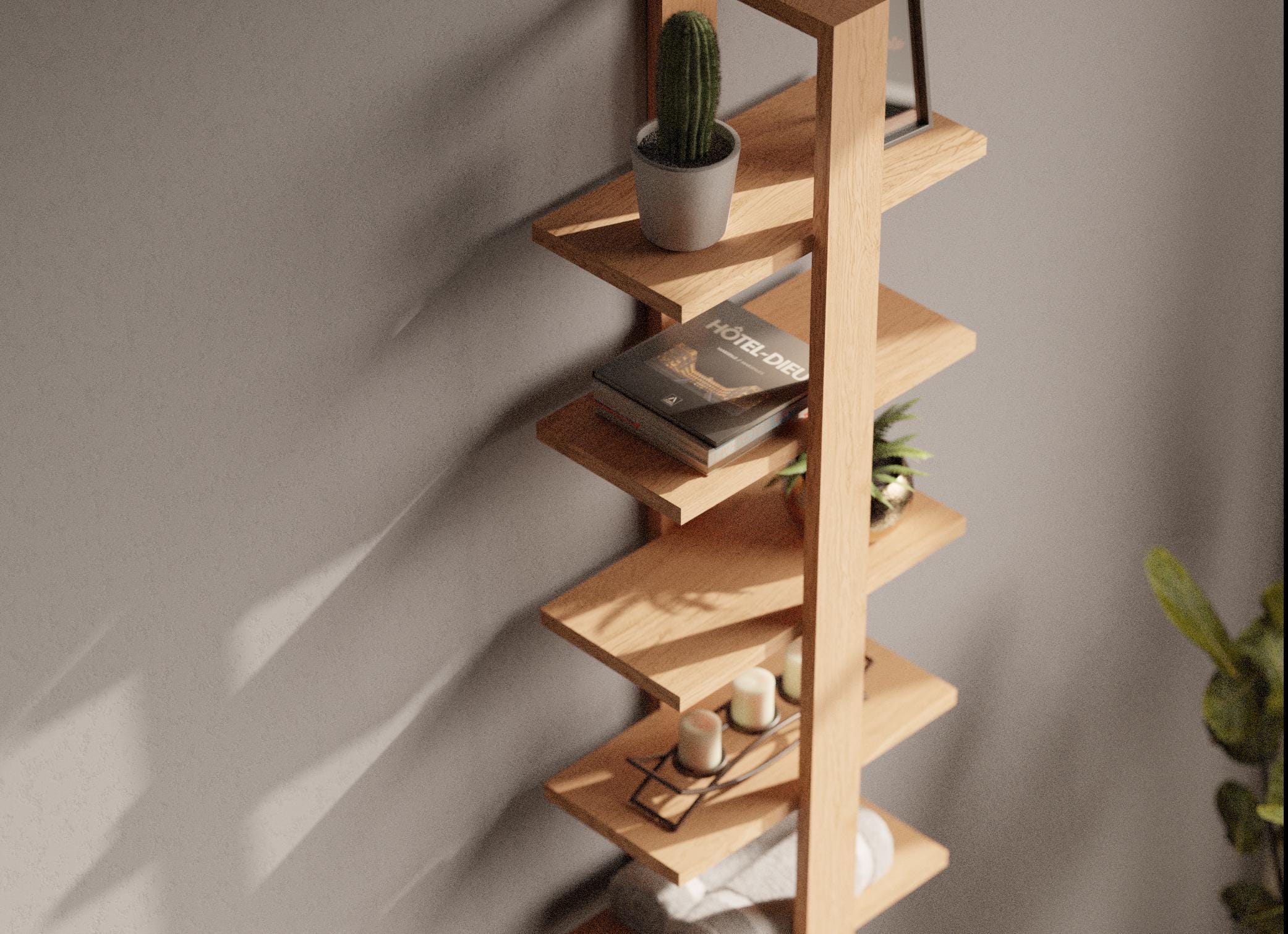 Oak Tiered Floating Shelves
