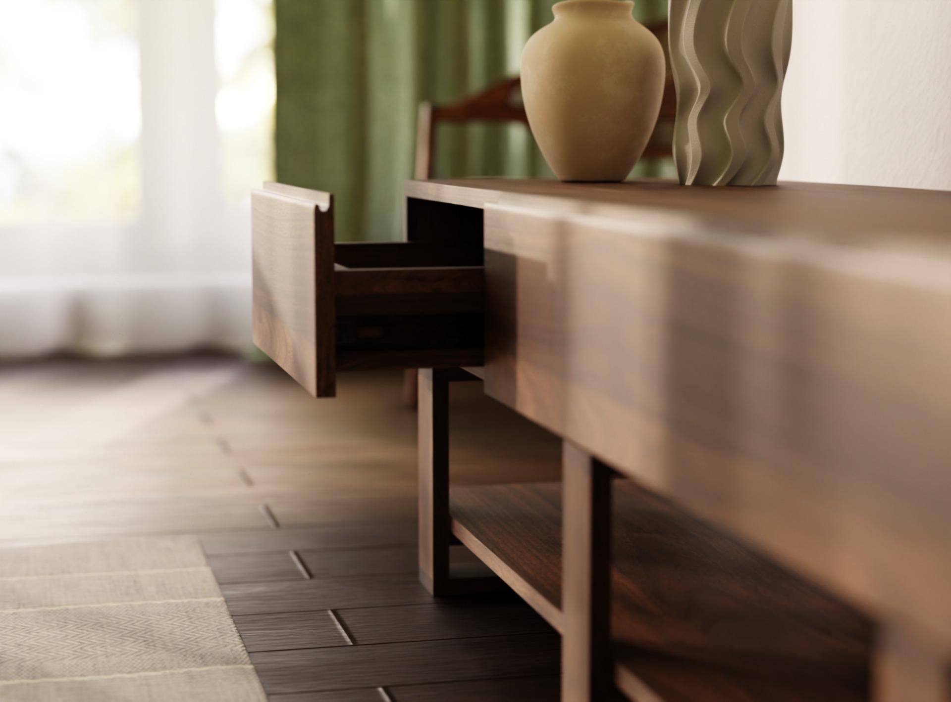 Bohdi Solid Walnut TV Unit – Media Sideboard