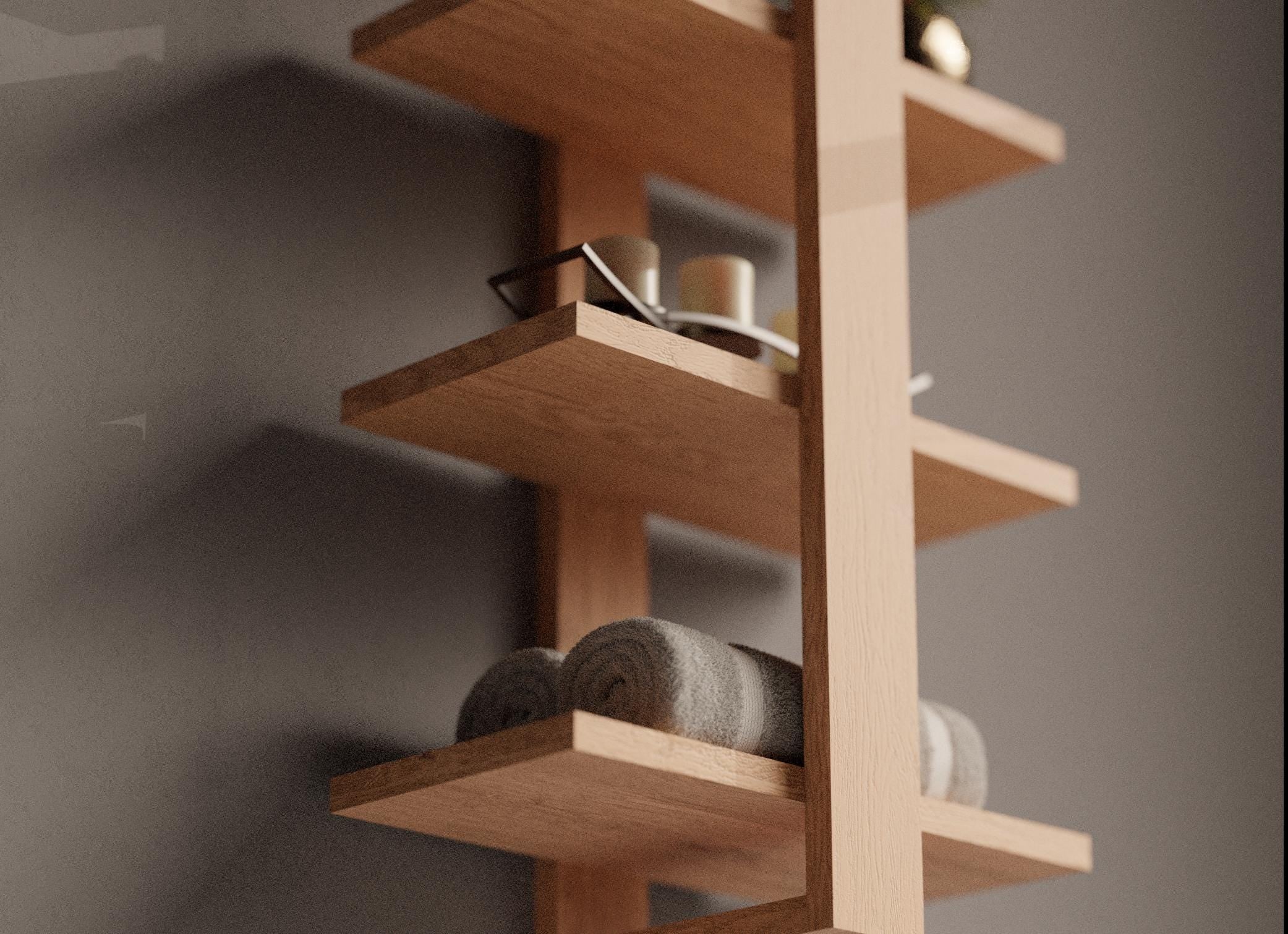 Oak Tiered Floating Shelves