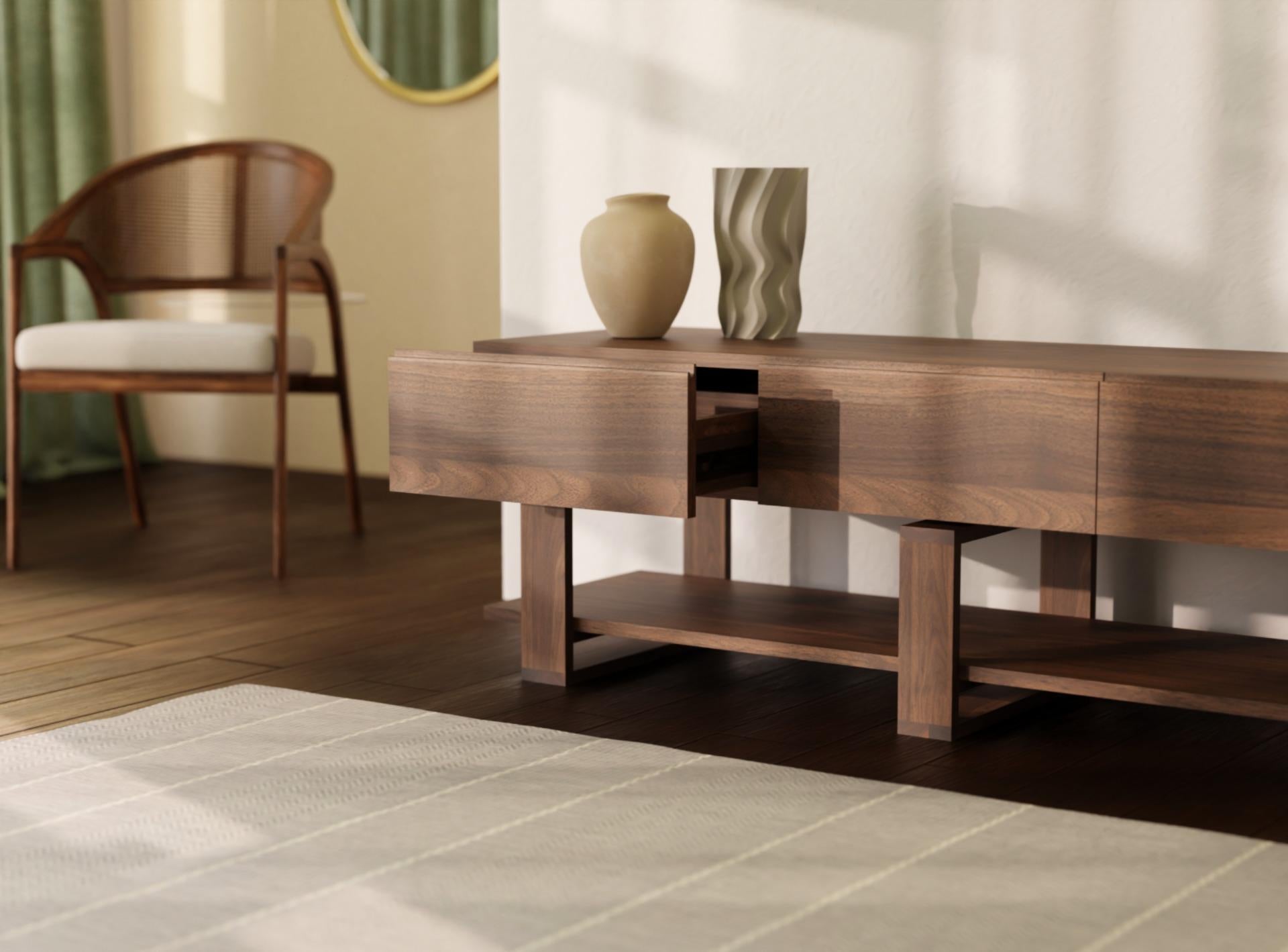 Bohdi Solid Walnut TV Unit – Media Sideboard