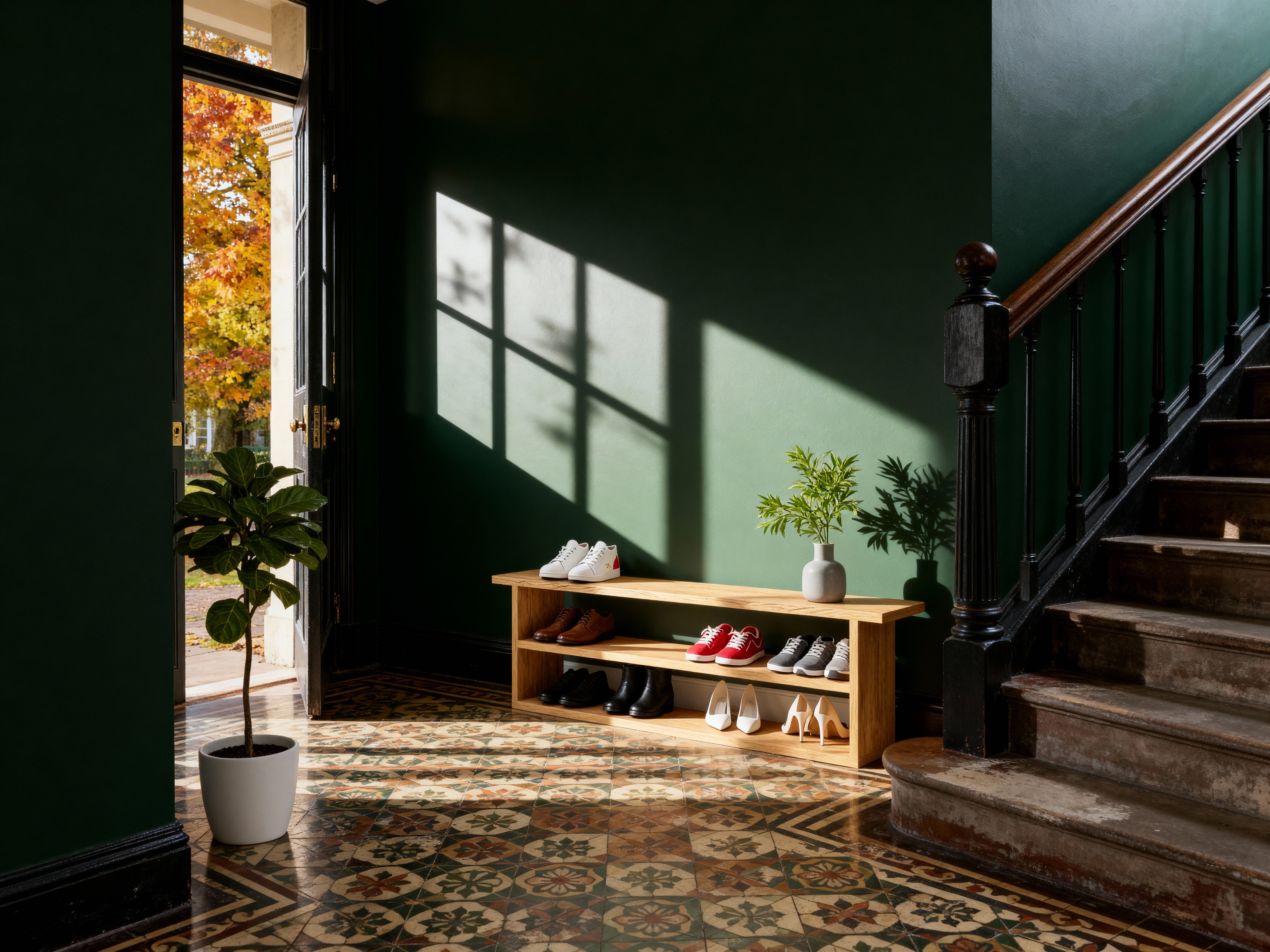 Solid Oak Shoe Rack | Hallway Sideboard