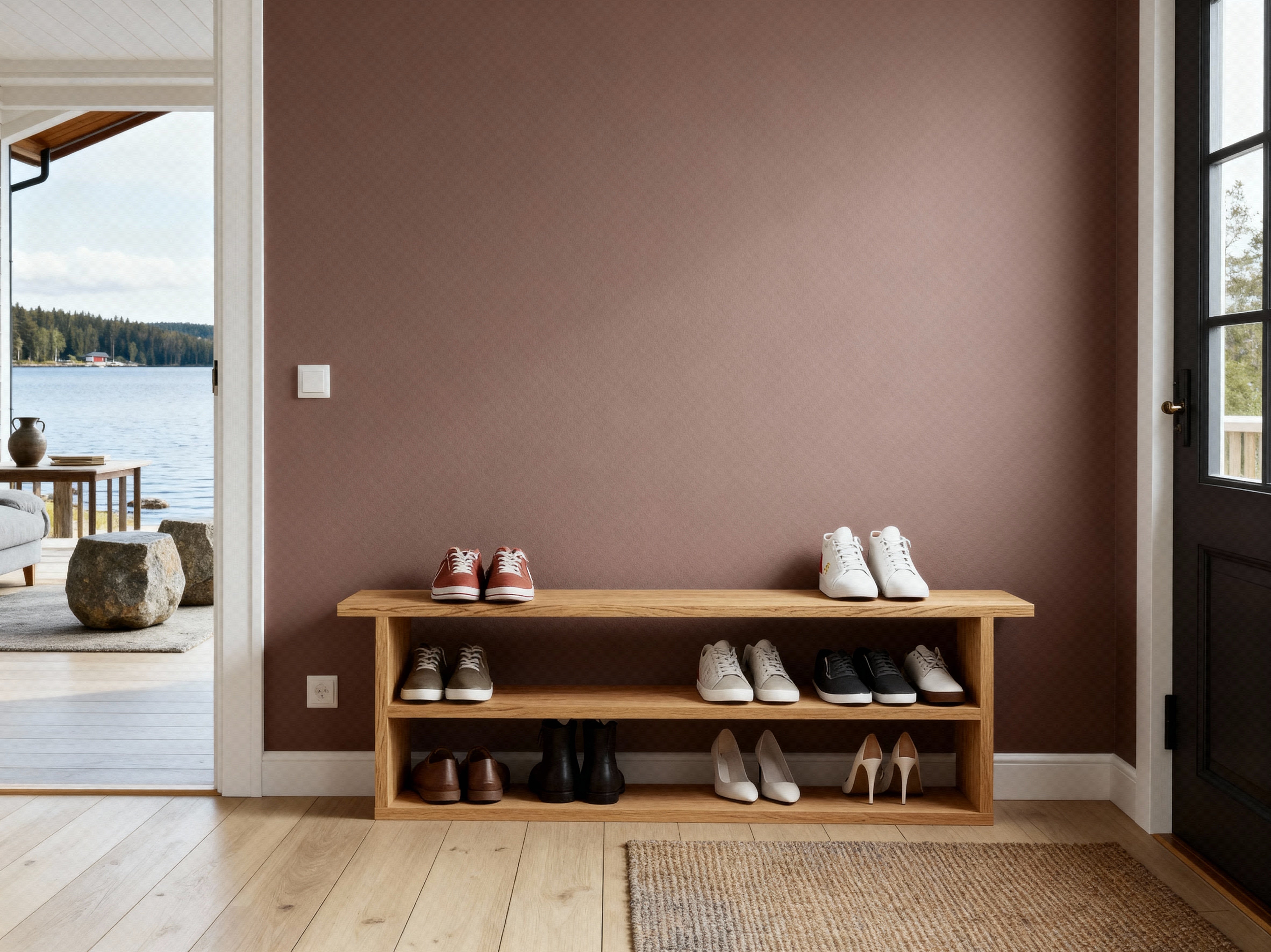 Solid Oak Shoe Rack | Hallway Sideboard