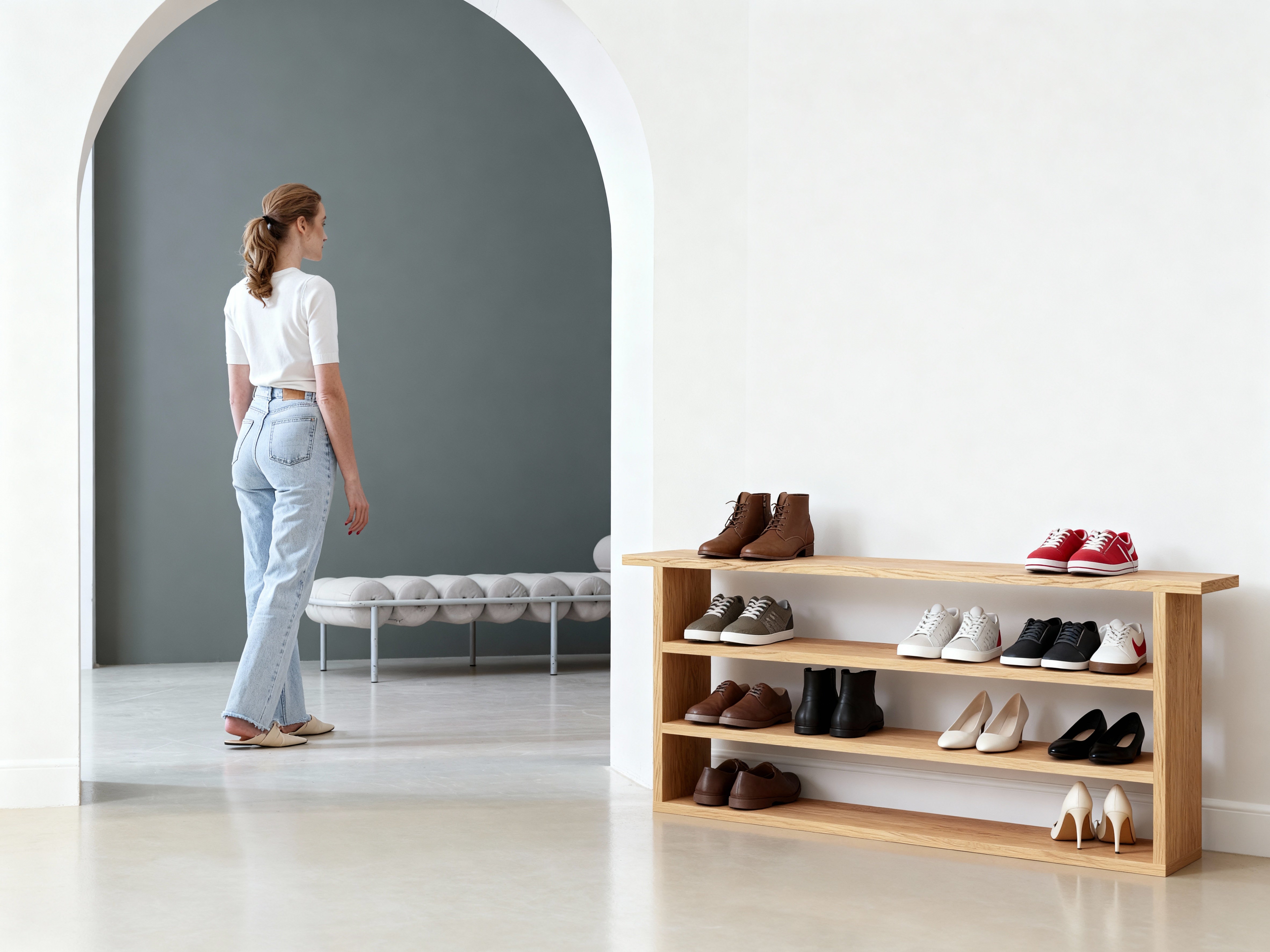 Solid Oak Shoe Rack | Hallway Sideboard