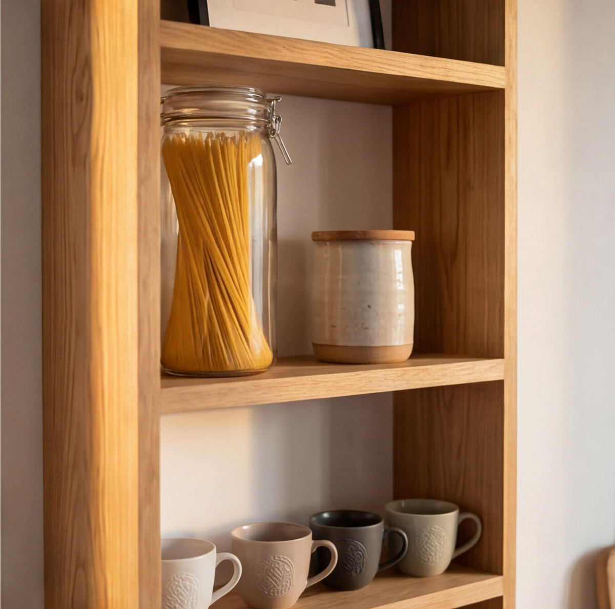 Solid Oak Vertical Wall Shelf