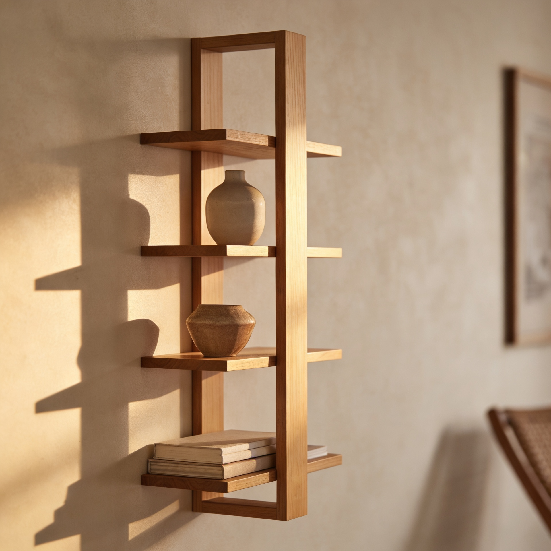 Tiered American Oak Shelving Unit