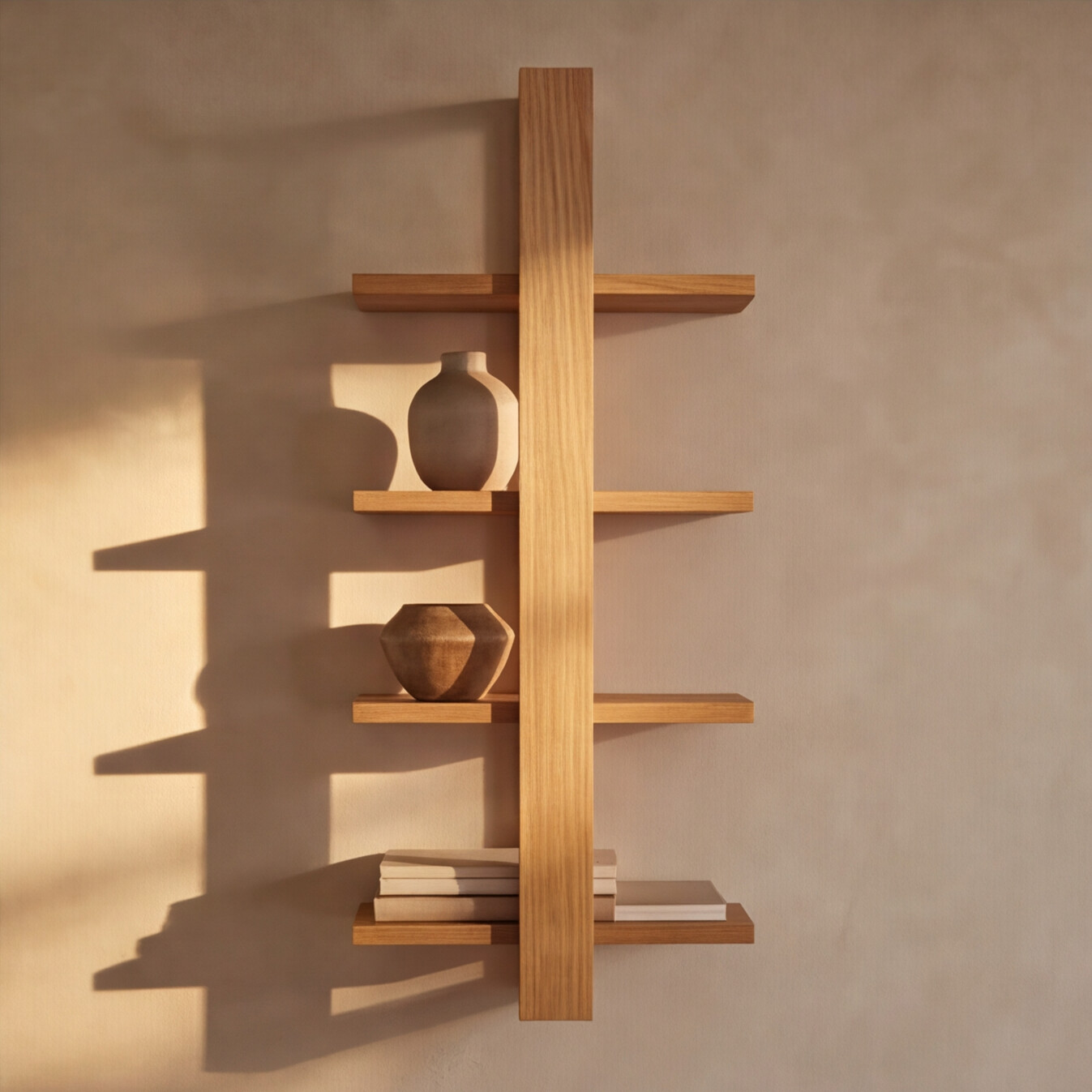 Tiered American Oak Shelving Unit