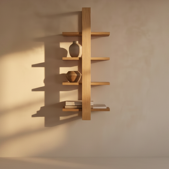 Tiered American Oak Shelving Unit