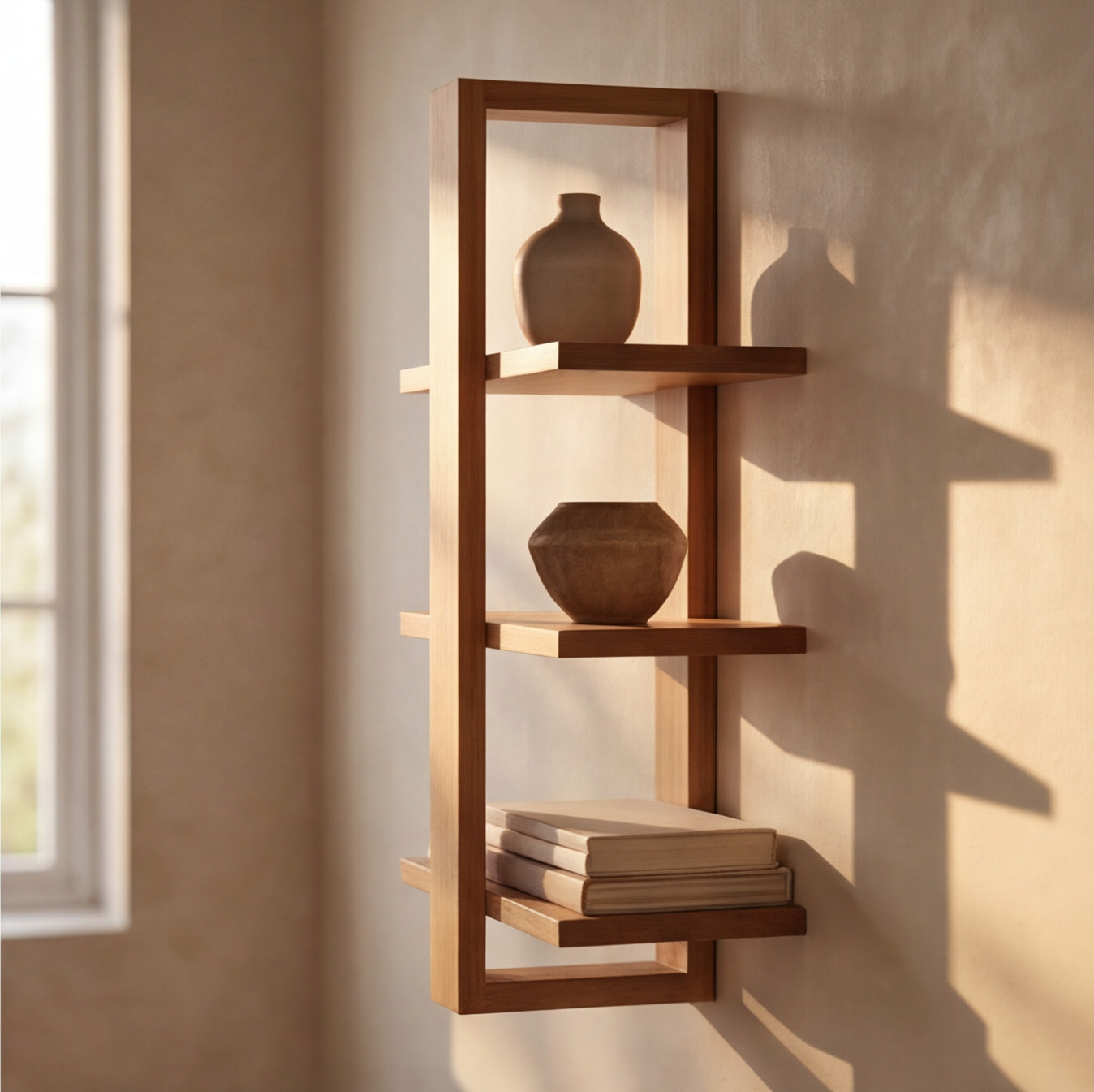 Tiered American Oak Shelving Unit