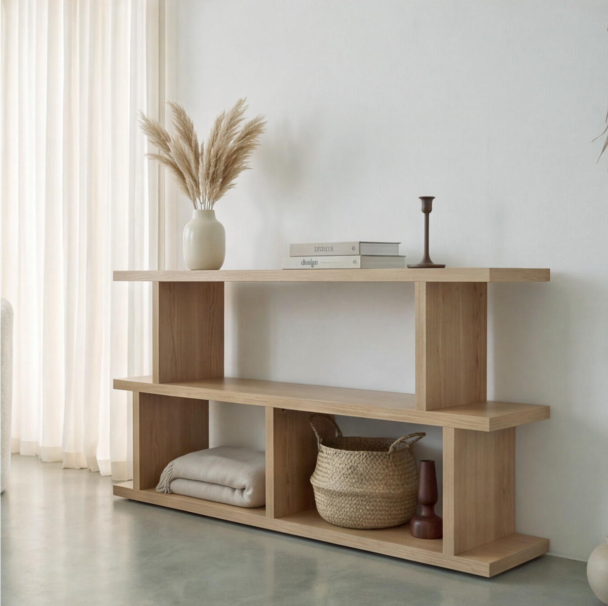 American Oak Open Console Table