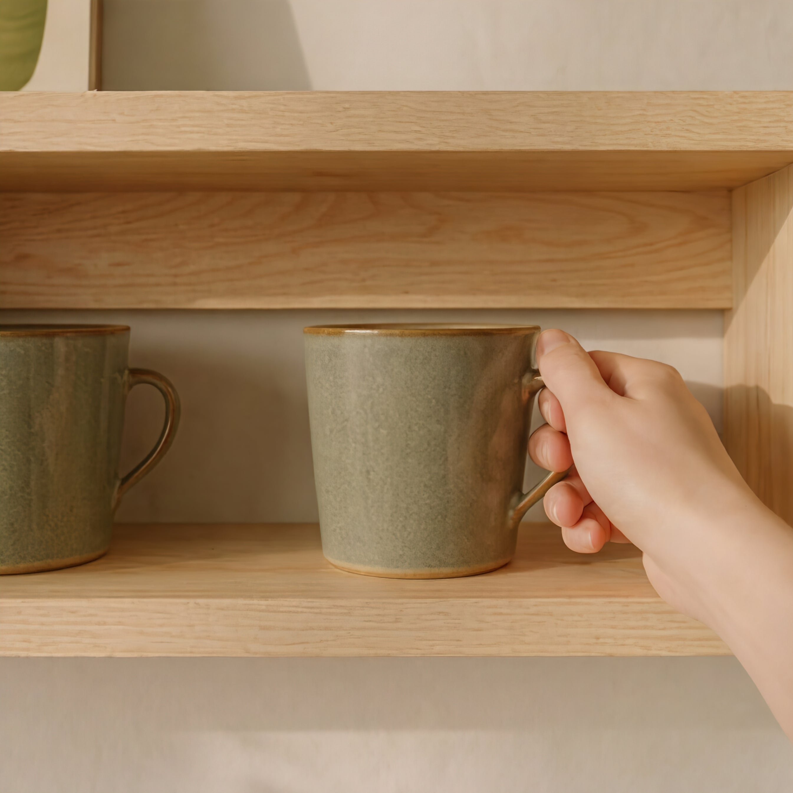 Oak Wall Shelf for Mugs & Cups
