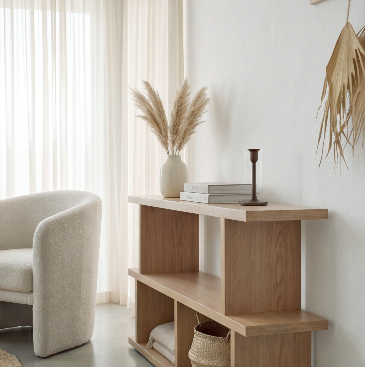 American Oak Open Console Table