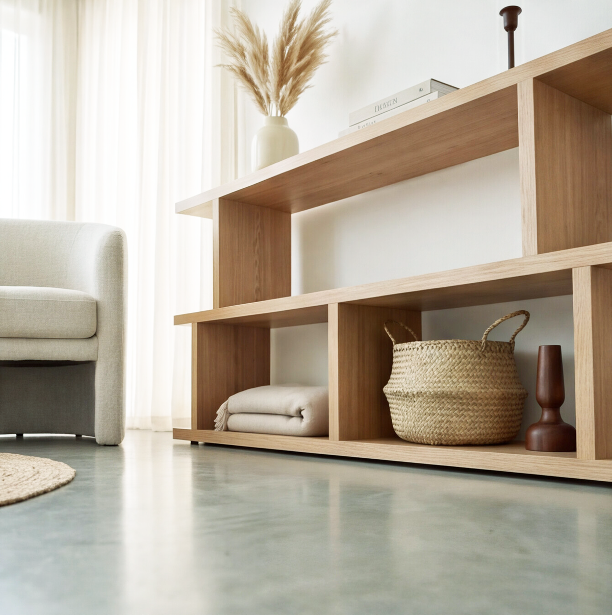 American Oak Open Console Table