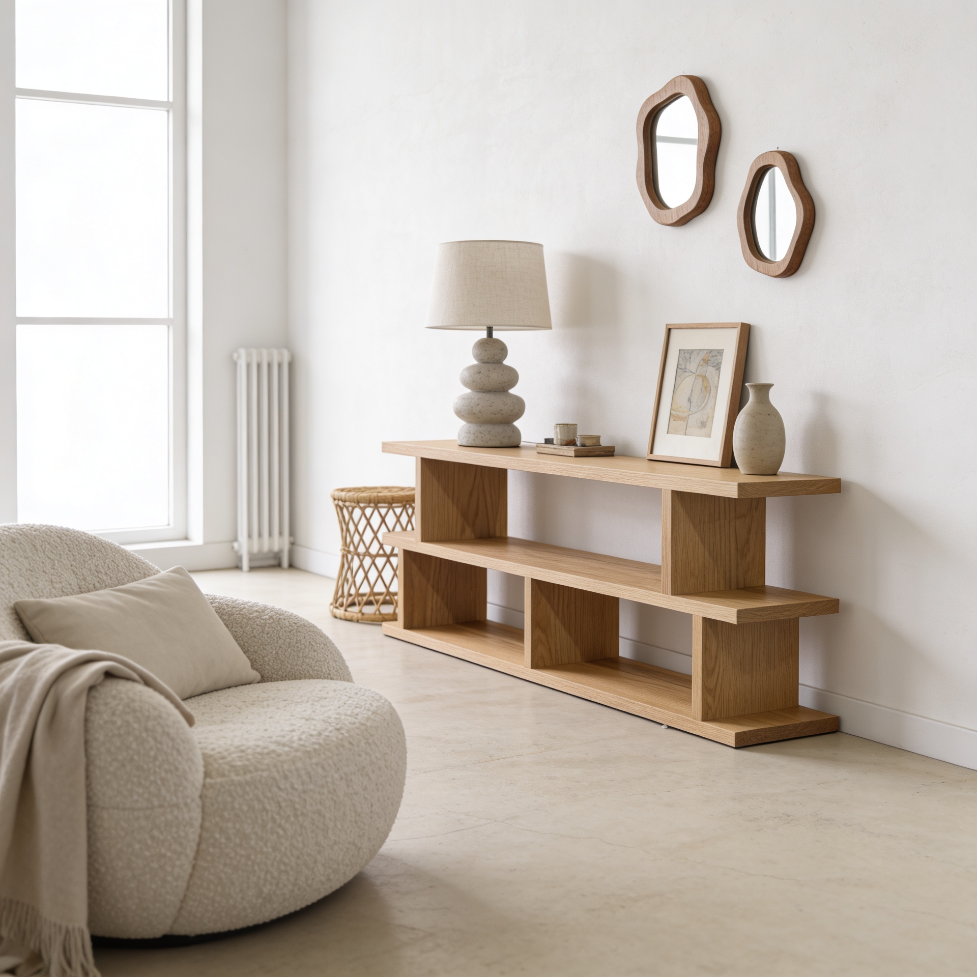 American Oak Open Console Table
