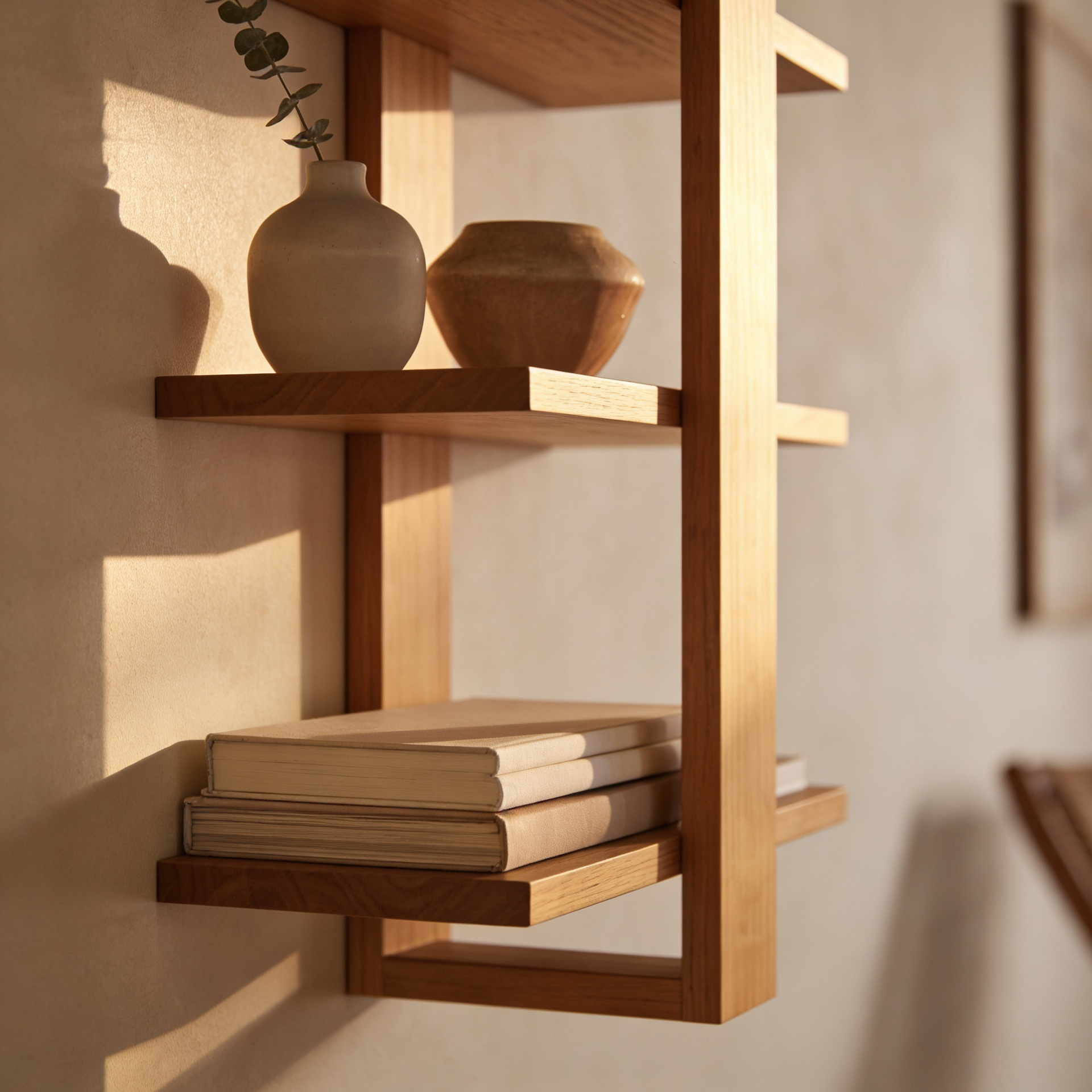 Tiered American Oak Shelving Unit