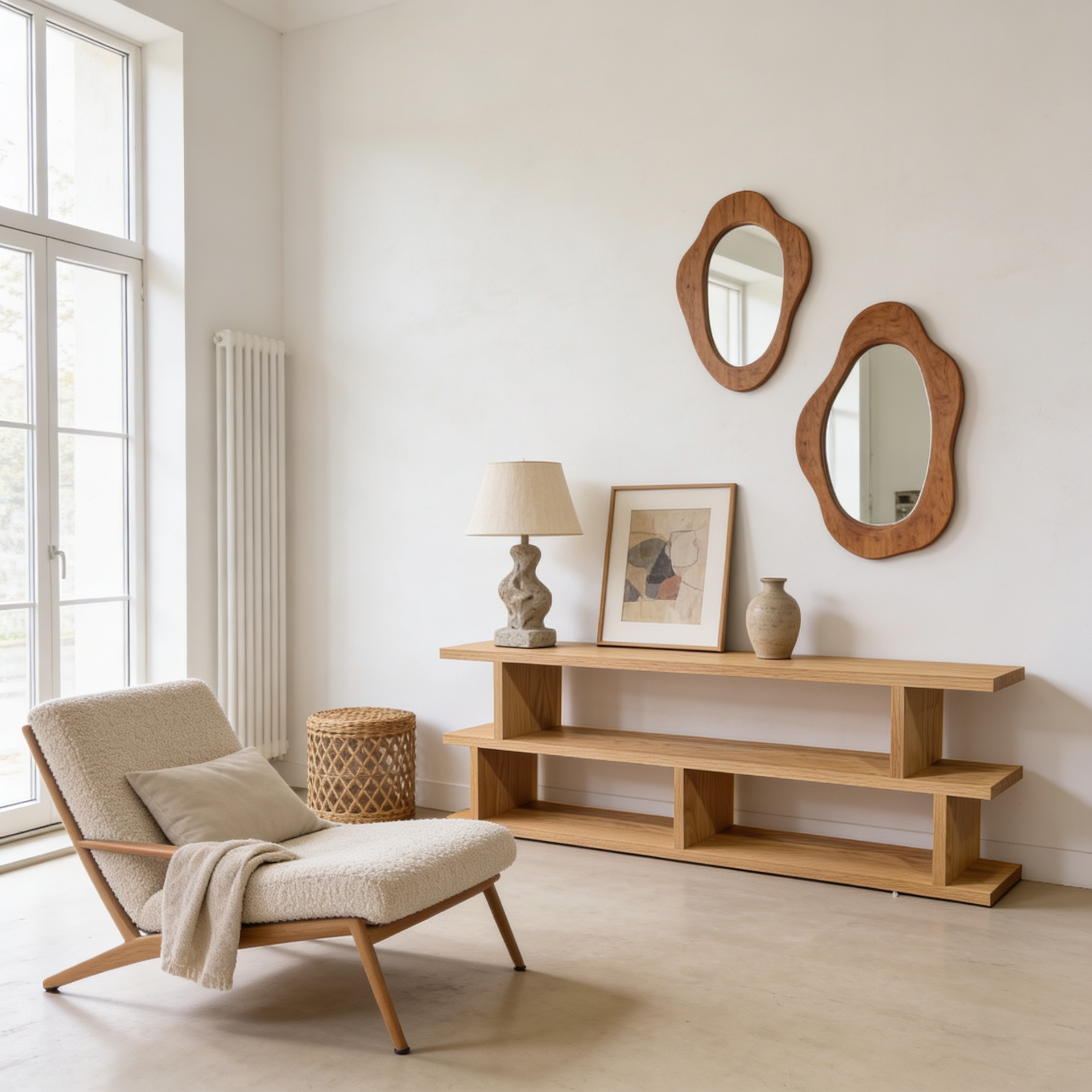 American Oak Open Console Table