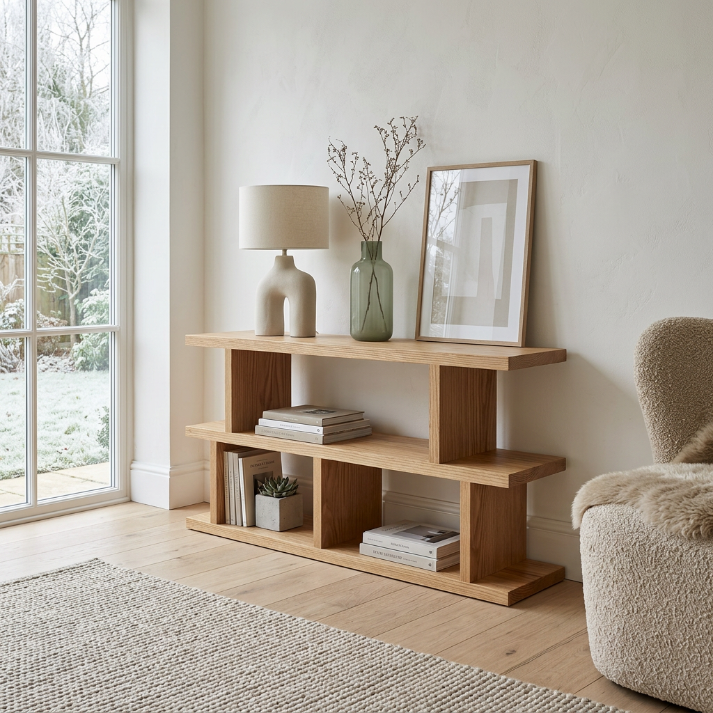 American Oak Open Console Table