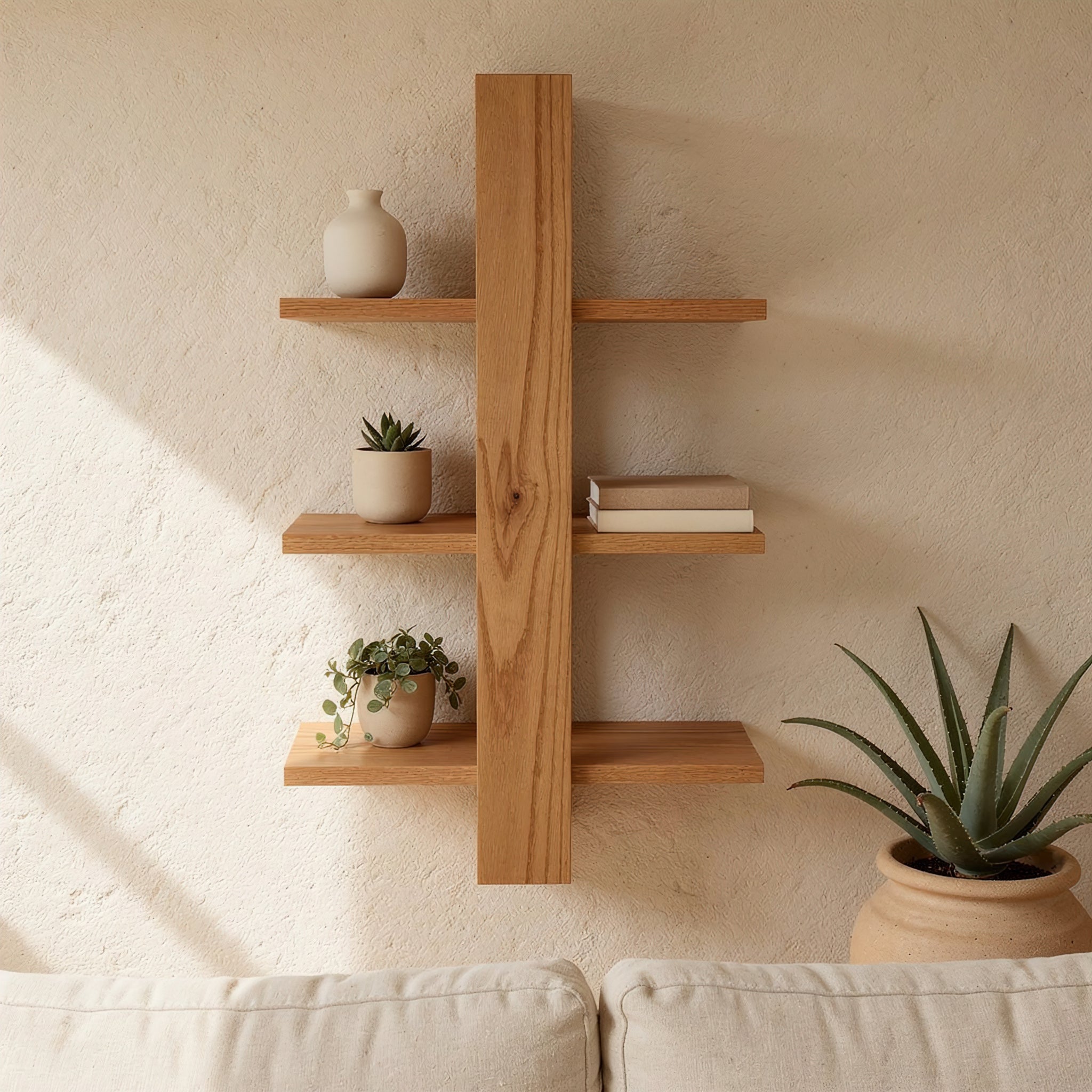 Tiered American Oak Shelving Unit