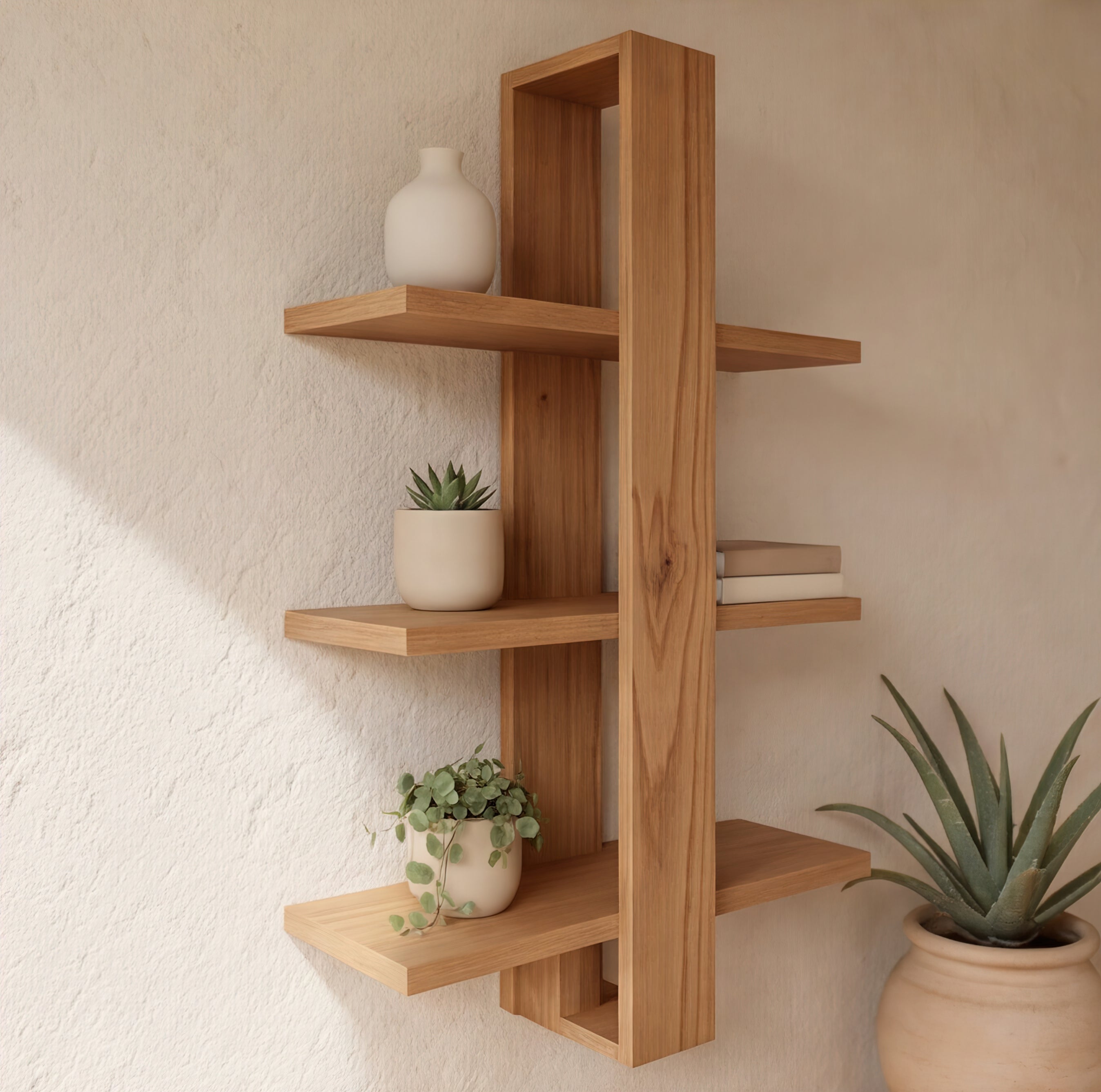 Tiered American Oak Shelving Unit