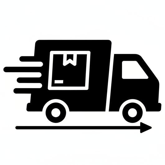 sleek black and white delivery icon 