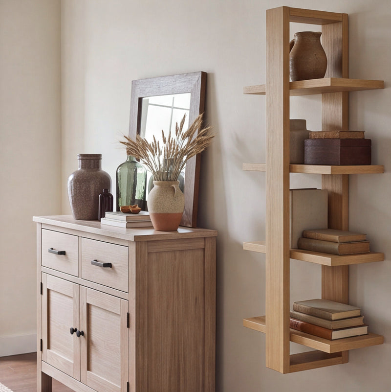 Tiered American Oak Shelving Unit