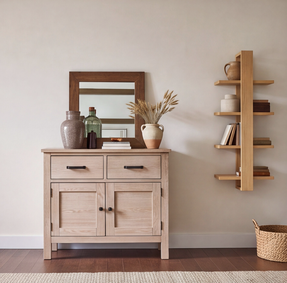 Tiered American Oak Shelving Unit