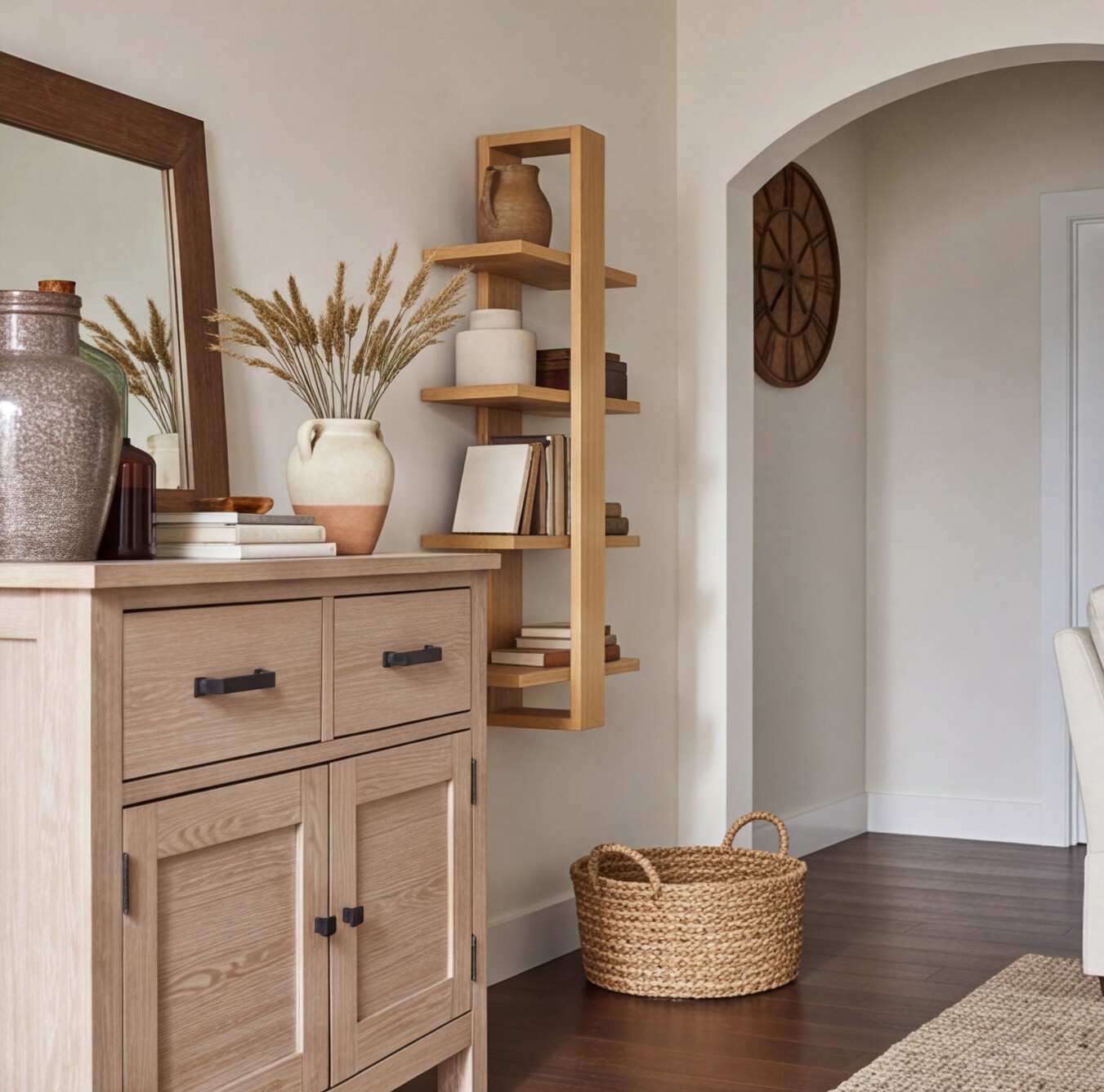 Tiered American Oak Shelving Unit