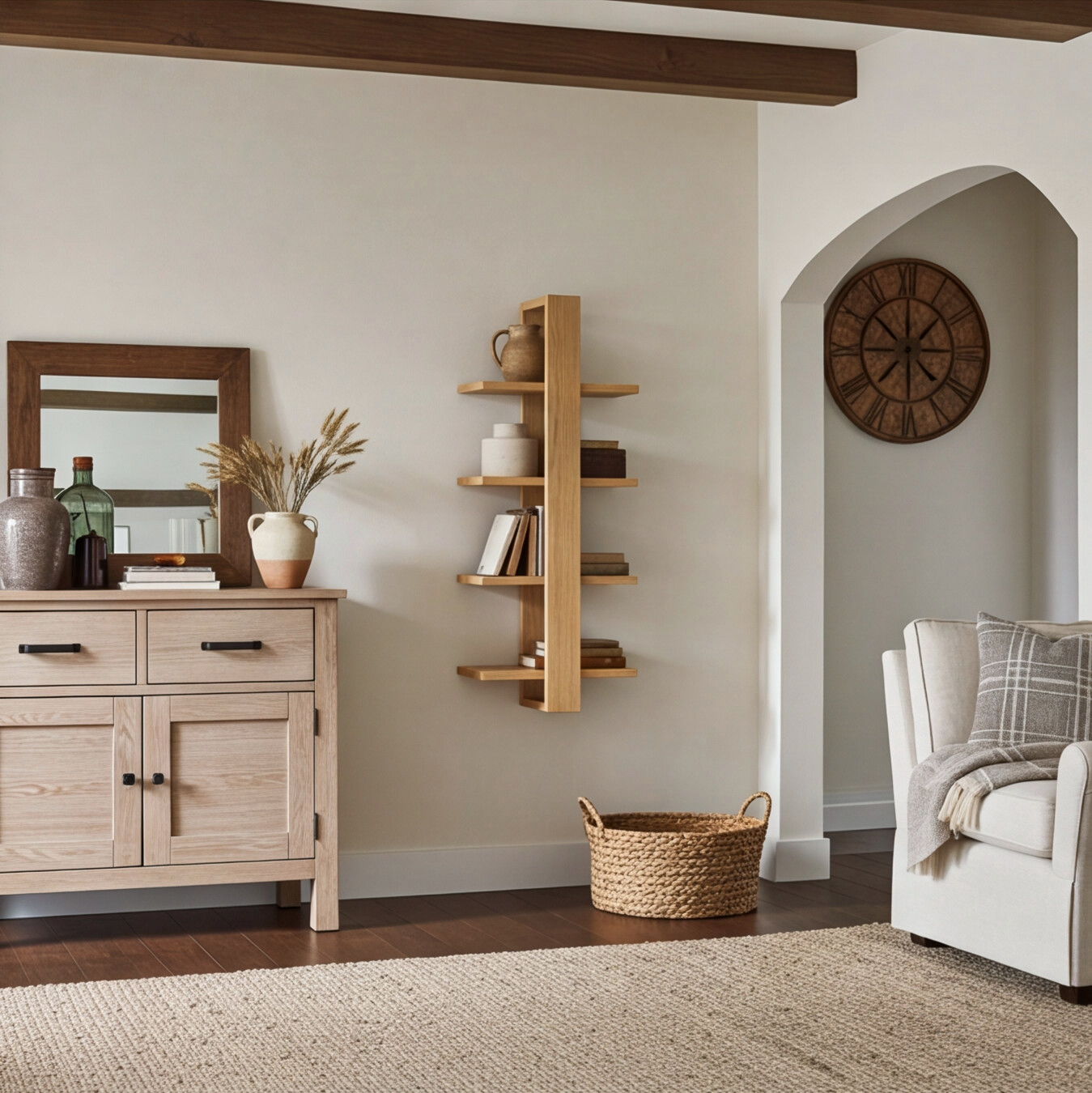 Tiered American Oak Shelving Unit