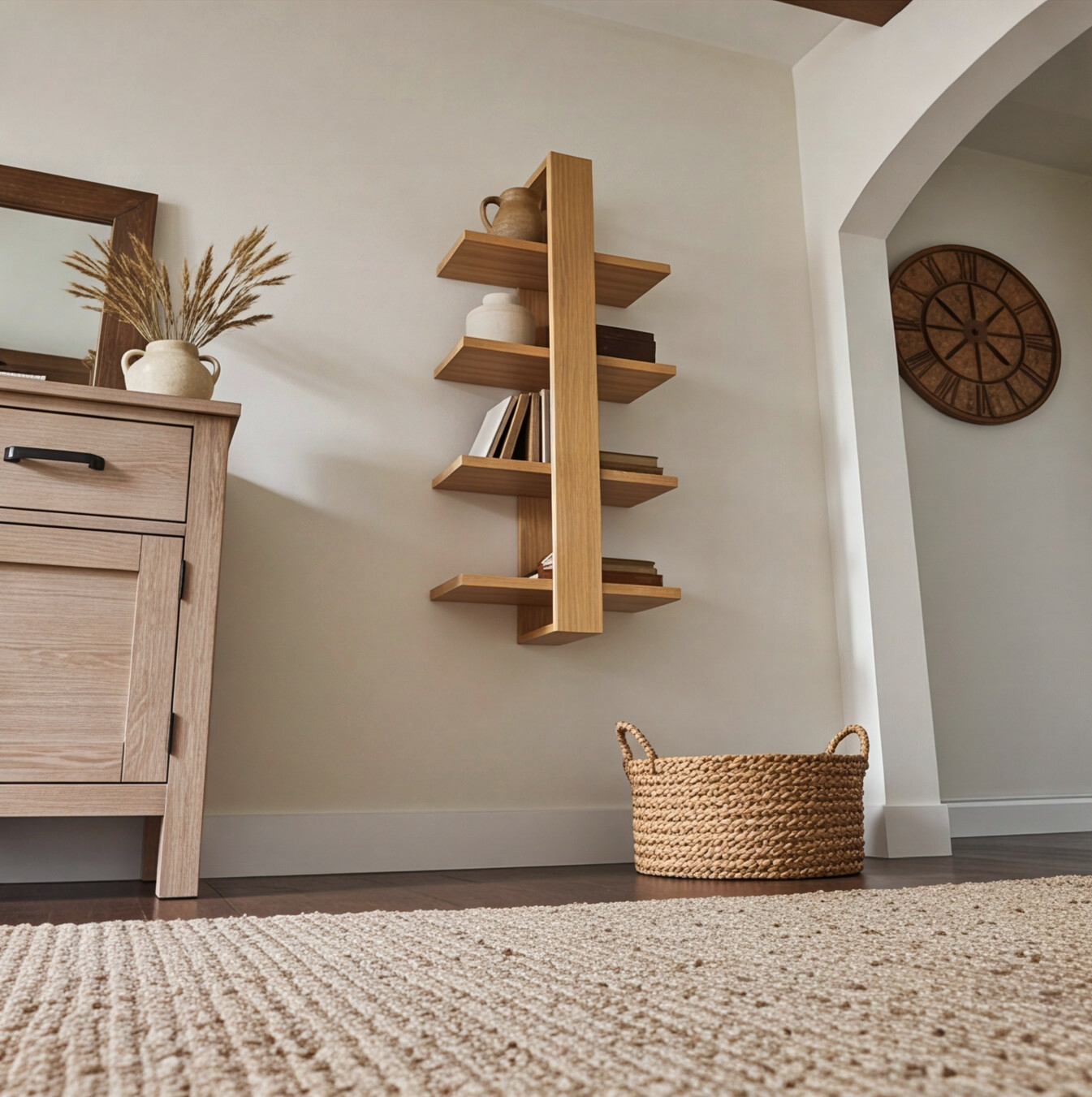 Tiered American Oak Shelving Unit