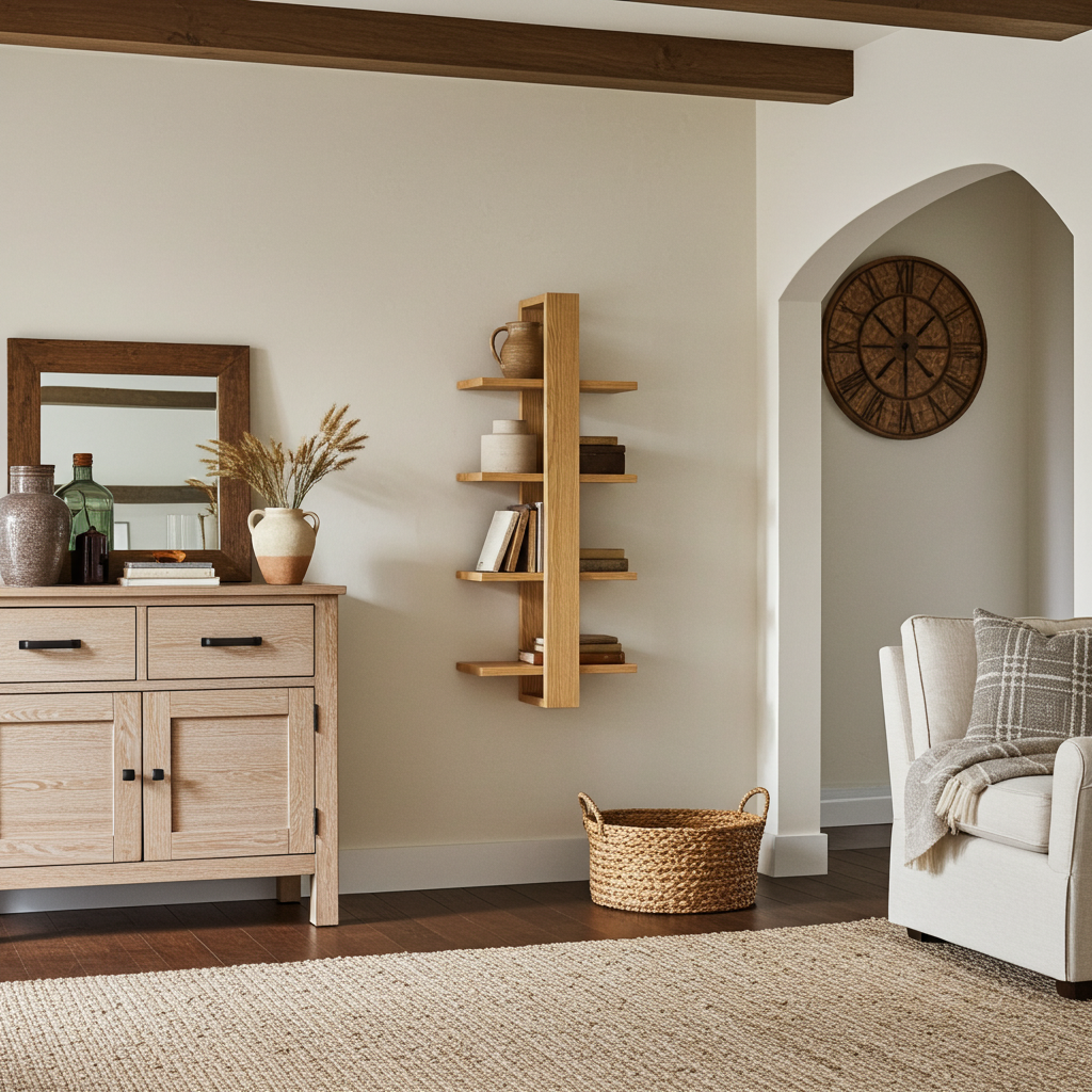 Tiered American Oak Shelving Unit