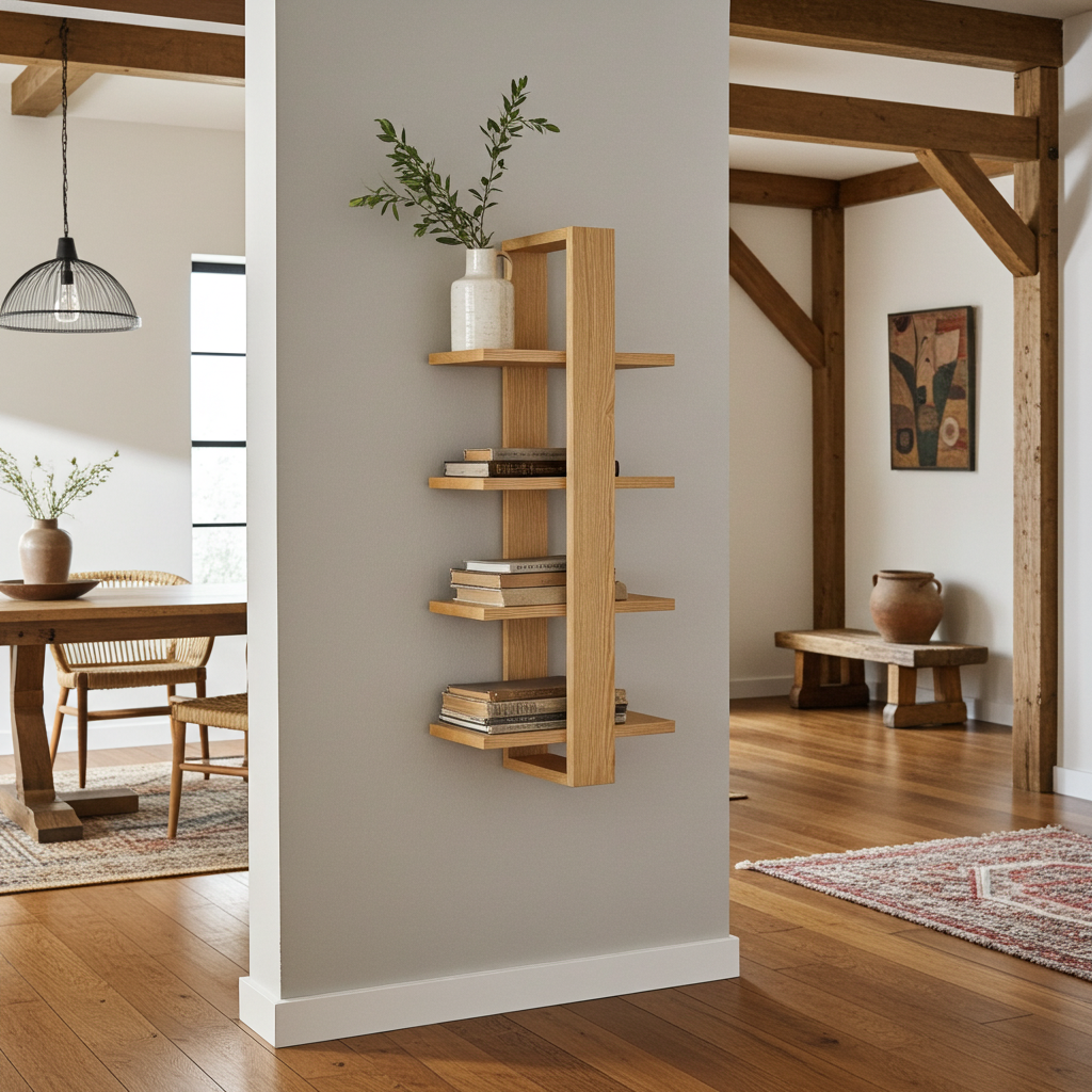 Tiered American Oak Shelving Unit