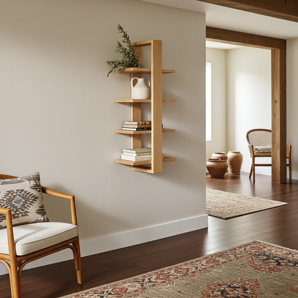 Tiered American Oak Shelving Unit